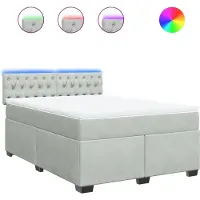 vidaXL Lit boxspring avec matelas gris clair 160x200 cm velours