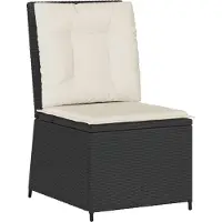 vidaXL Fauteuil de jardin avec fonction chaise longue et coussins Noir Poly Rattan