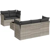 vidaXL Ensemble de salon de jardin 6 pièces avec coussins gris clair Poly rotin