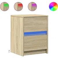 vidaXL Armoires de chevet et lumières LED 2 pcs chêne sonoma