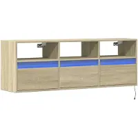 vidaXL Armoire TV murale avec éclairage LED Chêne Sonoma 130x31x45 cm