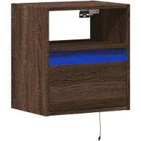 vidaXL Armoire TV murale avec éclairage LED aspect chêne 41x31x45 cm