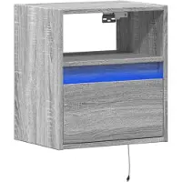 vidaXL Armoire TV murale avec éclairage LED Gris Sonoma 41x31x45 cm