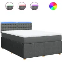 vidaXL Lit boxspring avec matelas gris foncé 160x200 cm Tissu
