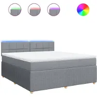 vidaXL Lit boxspring avec matelas gris clair 180x200 cm Tissu