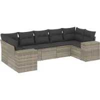 vidaXL Ensemble de salon de jardin 7 pièces avec coussins gris clair Poly rotin