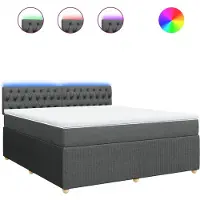 vidaXL Lit boxspring avec matelas gris foncé 180x200 cm Tissu