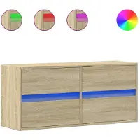 vidaXL Armoire TV murale avec éclairage LED Chêne Sonoma 100x31x45 cm