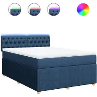 vidaXL Lit boxspring avec matelas bleu 140x190 cm Tissu