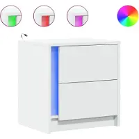 vidaXL Armoire de chevet avec lumières LED blanc bois d'ingénierie