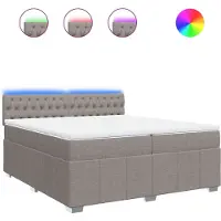 vidaXL Lit boxspring avec matelas Taupe 200x200 cm Tissu