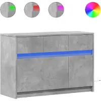 vidaXL Armoire TV avec éclairage LED gris béton 91x34x61 cm