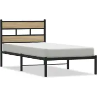 vidaXL Lit métallique sans matelas Chêne Sonoma 100x200 cm