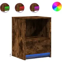vidaXL Armoire de chevet et lumières LED chêne fumé bois d'ingénierie