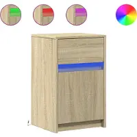 vidaXL Armoire de chevet avec lumières LED chêne sonoma