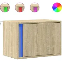 vidaXL Tables de chevet murales avec lumières LED 2 pcs chêne sonoma