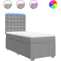 vidaXL Lit boxspring avec matelas gris clair 90x200 cm Tissu