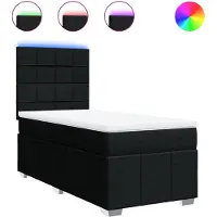 vidaXL Lit boxspring avec matelas noir 90x190 cm Tissu
