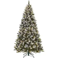 Black Box Trees Pittsfield Artificial Christmas Tree with LED Lights - H230 x Ø122 cm - Green Frosted