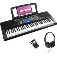 Max Rhapsody61P keyboard set - met sustainpedaal en koptelefoon - 61 aanslaggevoelige (61 Boutons), Synthétiseur, Noir