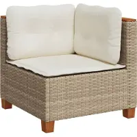 vidaXL Canapé d'angle de jardin avec coussins Beige Poly Rattan