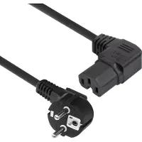 ACT Powercord connecteur d'alimentation CEE 7/7 mâle (angle) - C15 (angle droit) IEC60320 noir 1 m (1 m), Câble d'alimentation, Noir