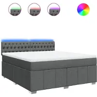vidaXL Lit boxspring avec matelas gris foncé 180x200 cm Tissu