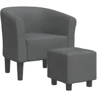 vidaXL Chaise cabriolet avec repose-pied gris foncé tissu