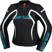 IXS RS-600 1.0 Veste Moto Cuir Femme Noire Cyan Taille 40
