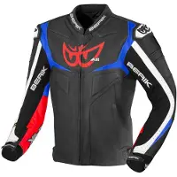 Berik Wild Chase Black White Red Blue Leather Motorcycle Jacket Taille 54