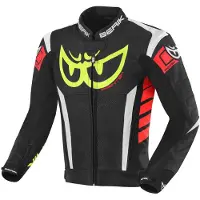 Berik Zakura Black White Red Yellow Leather Motorcycle Jacket Taille 54