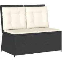 Natur24 vidaXL Banc de jardin Réglable avec coussins Noir Poly Rattan