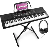 Max KB15 Keyboard set met koptelefoon en keyboardstandaard - Ideaal voor beginners - (61 Boutons), Synthétiseur, Noir