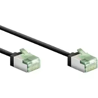 Goobay 74352 Câble patch ultra flexible CAT 8.1, slim, U/FTP, noir, 0,5 m - connecteurs extra-courts, conducteur en cuivre sans oxygène (OFC) à 99,9 %, LSZH, gaine TPE, AWG 32
