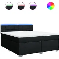 vidaXL Lit boxspring avec matelas noir 180x200 cm Tissu
