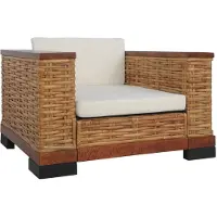 vidaXL Fauteuil avec coussins Marron Rotin naturel