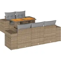 vidaXL Ensemble de salon de jardin 6 pièces avec coussins Beige Poly Rattan