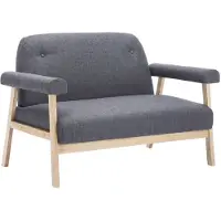 vidaXL Canapé à 2 places Tissu Gris foncé