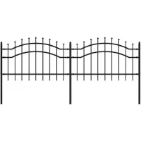vidaXL Clôture de jardin avec sommet en forme de lance Noir 115 cm Acier recouvert de poudre