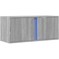 vidaXL Armoire TV murale avec éclairage LED Gris Sonoma 80x31x35 cm