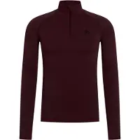 Odlo - Première couche technique col montant zippé - BL Top Turtle Neck LS Half Zip Performance Warm Fudge pour Homme - Taille XL - Bordeaux