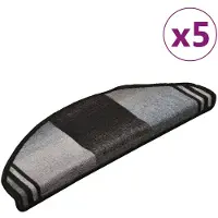 vidaXL Tapis d'escalier autoadhésifs 5 pcs 65x21x4 cm Noir et gris