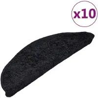 vidaXL Tapis d'escalier 10 pièces 56 x 17 x 3 cm Noir Demi-rond