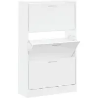 vidaXL Armoire à chaussure Blanc brillant 63x24x103 cm Bois ingénierie