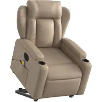 vidaXL Fauteuil de massage avec releveur électrique Cappuccino similicuir