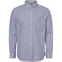 Gant pour homme. 3000140 Chemise en popeline coupe régulière Banker Stripe bleu (S), Casuel, Coton, Manche longue