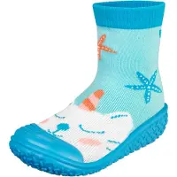 Playshoes Claquettes / Tongs 'Einhornmeerkatze' bleu clair / menthe / orange / blanc