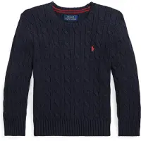 Ralph Lauren pour garçon. 322702674060 Pull en coton à mailles torsadées (3), Bleu, Casuel, Marine, mode enfantine