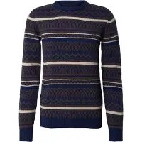 Blend Pull-over bleu marine / olive / blanc cassé