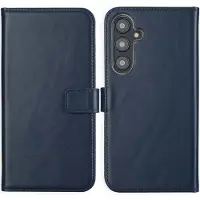 Selencia Étui portefeuille en cuir véritable pour Samsung Galaxy S24 FE - Bleu